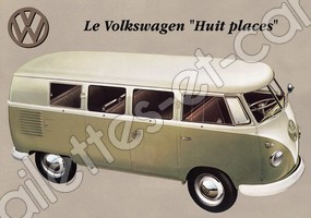 CARTE POSTALE VW COMBI VINTAGE